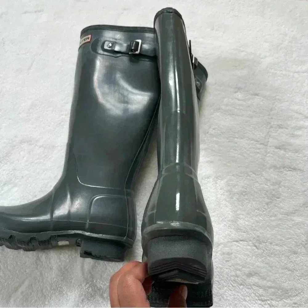 Hunter Original Gloss Tall Gray Rain Boots Size 5M 6F US.  37